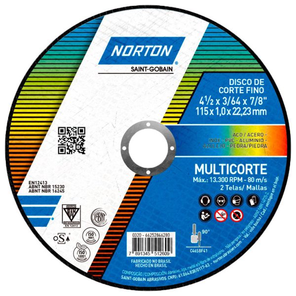 Disco de Corte Multicorte 115×1,0x22,23mm NORTON-66252846280