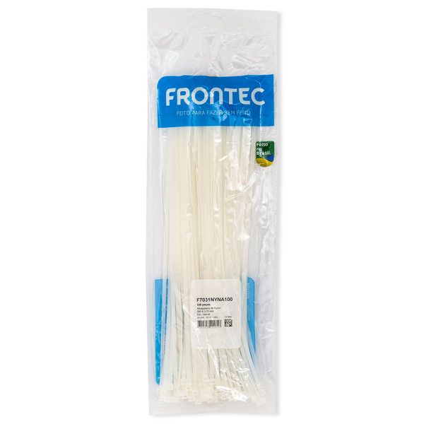 Abraçadeira de Nylon Natural 300 x 3,7mm com 100 Unidades FRONTEC-F7031NYNA100