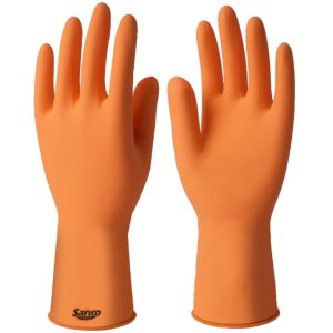 Par de Luvas de Látex Natural PLUS Forrada 31cm Tamanho P Laranja SANRO-281820602