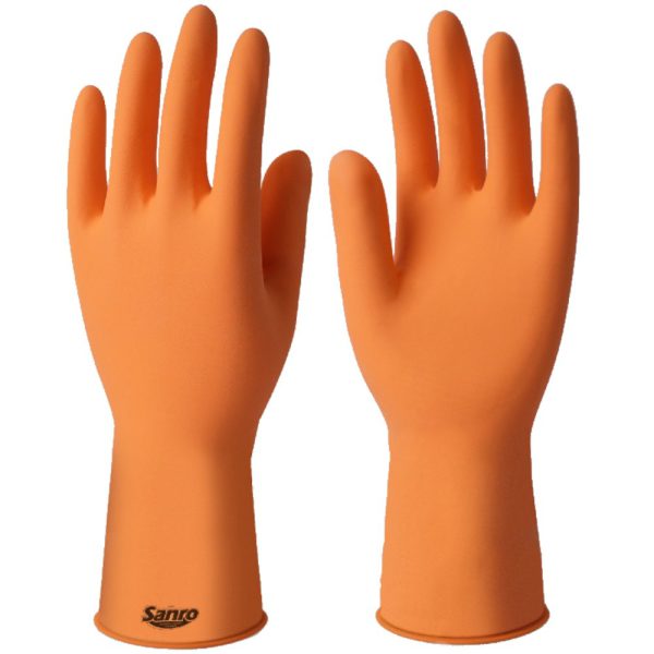 Par de Luvas de Látex Natural PLUS Forrada 31cm Tamanho P Laranja SANRO-281820602
