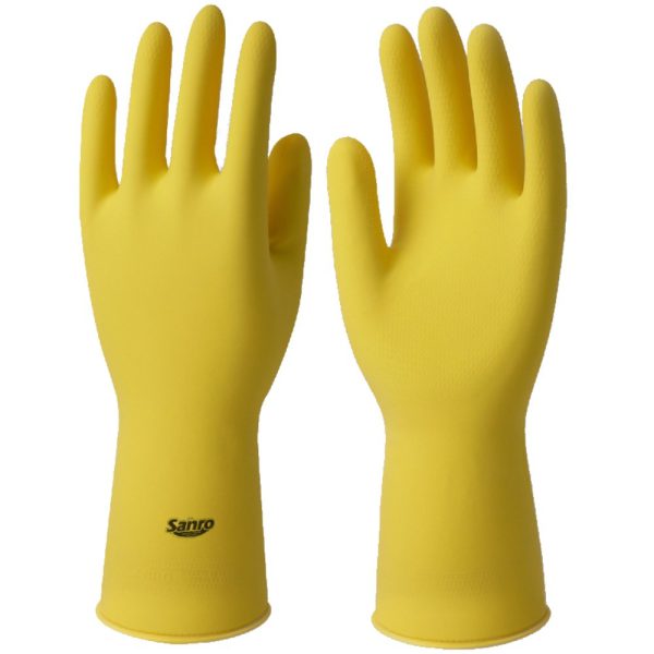 Par de Luvas de Látex LIGHT Forrada 31cm Tamanho G Amarela SANRO-283970402