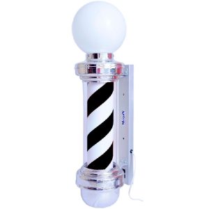 Barber Pole Preto e Branco com Globo 75cm 4W 220V MEGAN-CB75220PB