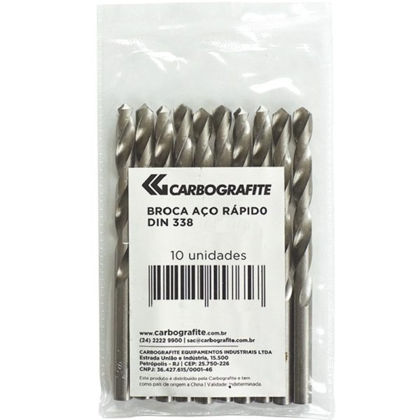 Kit Brocas de Aço Rápido DIN 338 2,0mm com 10 Unidades CARBOGRAFITE-012676212