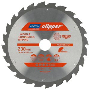 Disco de Serra em Aço 230 x 30mm com 24 Dentes para Madeira Clipper NORTON-70184608060