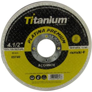 Disco de Corte Fino Platina Premium 4.1/2″ x 1,0mm x 7/8″ Pol. TITANIUM-5740