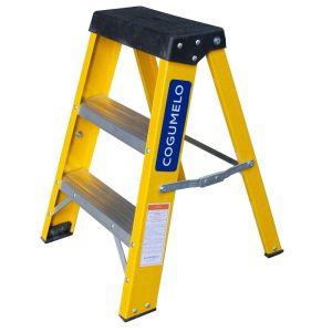 Escada Banqueta Amarela 60cm em Fibra de Vidro com 2 Degraus COGUMELO-011152