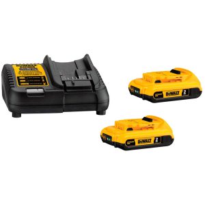 Kit 2 Baterias 20V Max Compacta 2,0Ah com Carregador Bivolt DEWALT-DCB203C2-BR