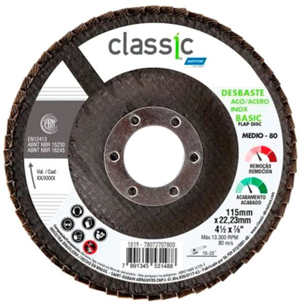 Disco Flap Classic Basic 115mm Grão 80 NORTON-78072707800