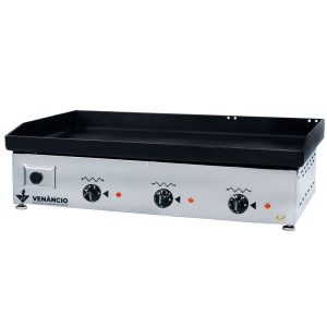 Chapa Elétrica em Inox 1800W 220V Monofásica com 3 Queimadores VENANCIO-CE80
