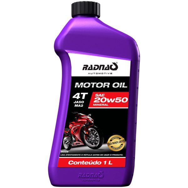 Óleo Lubrificante Mineral 20W50 4T 1L para Motos RADNAQ-MO28-01