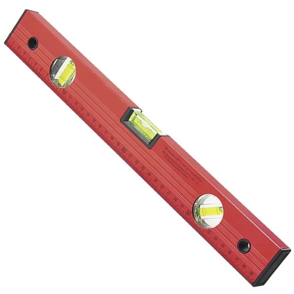 Nível de Alumínio 250mm com 3 Bolhas e Régua Vermelho MTX-332179
