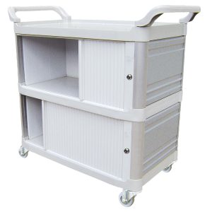 Carro Bandeja Extra Triplex 1,07m x 54cm x 97cm com Fechamento Lateral e Portas BRALIMPIA-CA3000