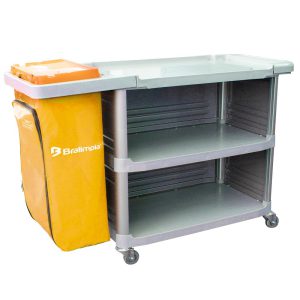 Carro Extra Triplex 1,24m x 55cm x 96cm com 1 Bolsa Amarela e Fechamento Lateral BRALIMPIA-CH01AM