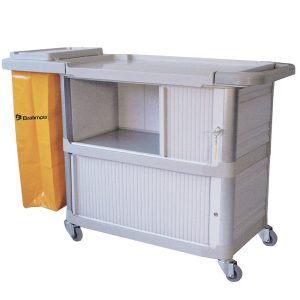 Carro Extra Triplex 1,24m x 55cm x 96cm com 1 Bolsa Amarela, Fechamento Lateral e Portas BRALIMPIA-CA01AM
