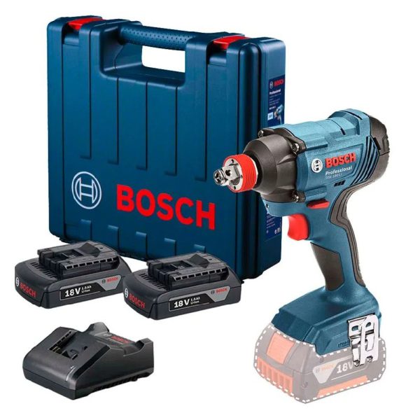 Chave de Impacto GDX 180-LI Sextavada 1/4 Pol. 18V com 2 Baterias 1,5Ah Carregador Rápido e Maleta BOSCH-06019G52E0-000
