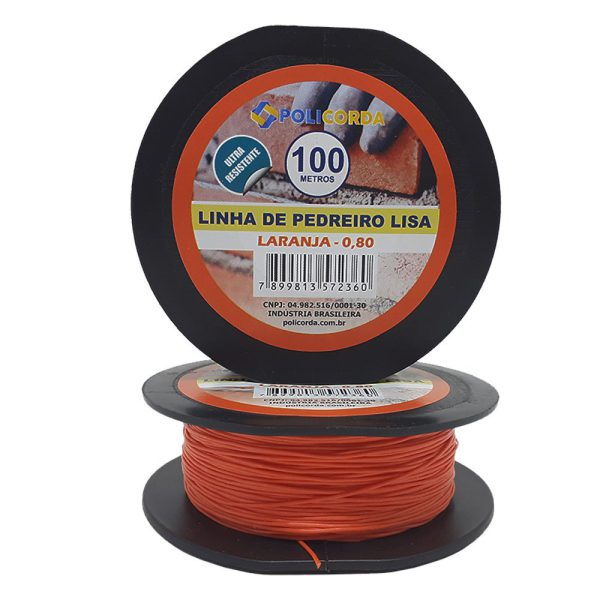 Linha para Pedreiro Lisa Laranja com 100 Metros POLICORDA-12874