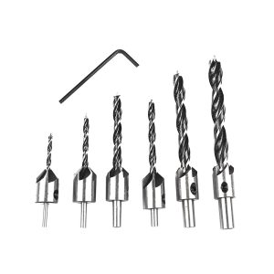 Jogo de Brocas para Madeira 3 X 60 a 10 X 120mm com Escareador e Limitador 7 Peças FORTG-FG8002K
