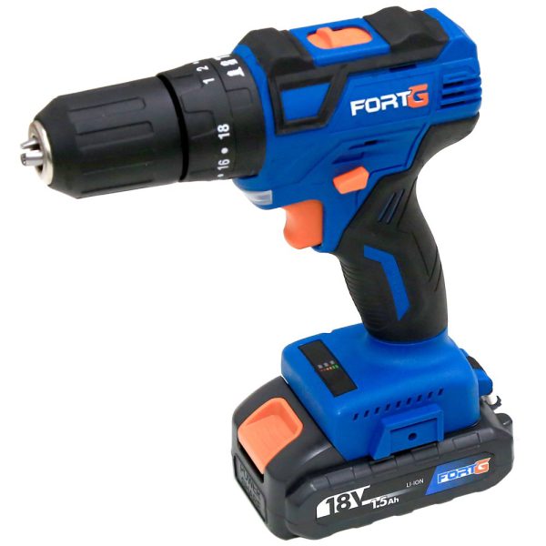 Furadeira/Parafusadeira Impacto Brushless à Bateria 18V Li-Ion 45Nm 1/2 Pol. com Carregador Bivolt e Bateria FORTGPRO-FG3006