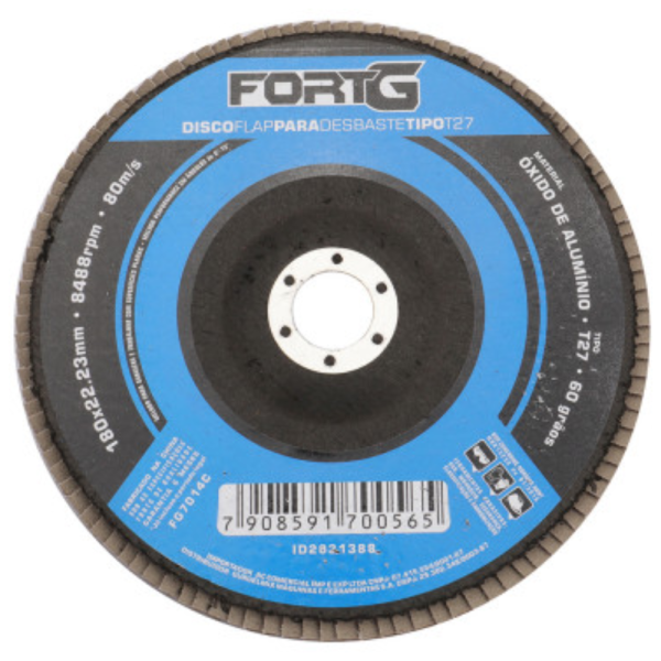 Disco Flap Abrasivo de Alumínio para Desbaste tipo T27 7′ 180×22,23mm Grão 60 FORTGPRO-FG7014C