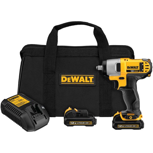 Chave de Impacto 130Nm 3/8 Pol. 10mm 12V com 2 Baterias Max 1.3Ah Carregador Bivolt e Bolsa DEWALT-DCF813S2