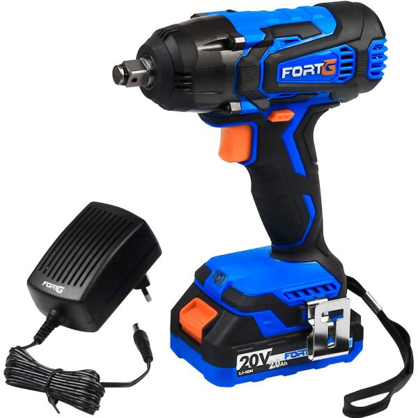Chave de Impacto 1/2 Pol. 350Nm 20V 2Ah Intercambiável com Velocidade Variável e Reversível incluso Carregador Rápido Compacto FORTGPRO-FG3027XS2