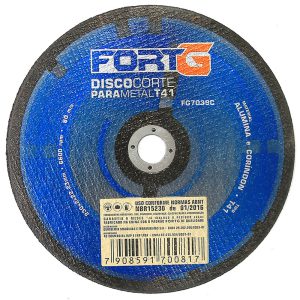 Disco de Corte para Metal T41 em Alumina e Coríndon 9 Pol. 230x2x22,23mm FORTG-FG7039C