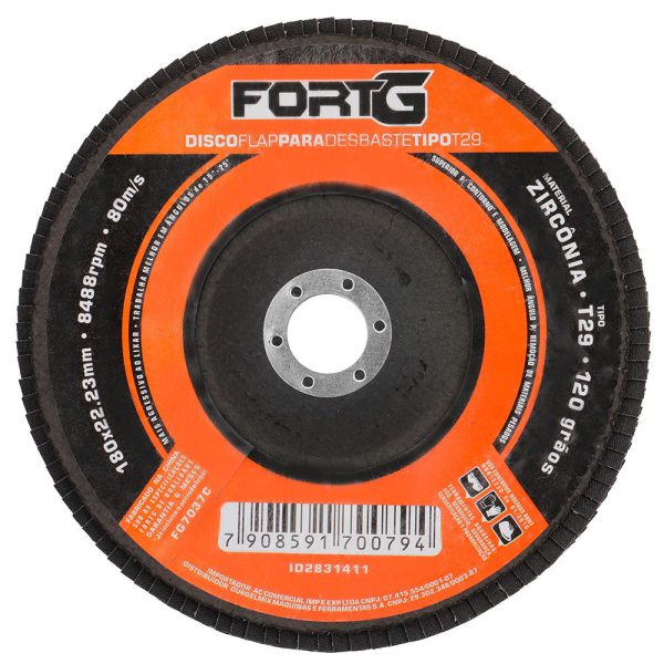 Disco Flap de Zircônia para Desbaste tipo T29 180×22,23mm Grão 120 FORTGPRO-FG7037C