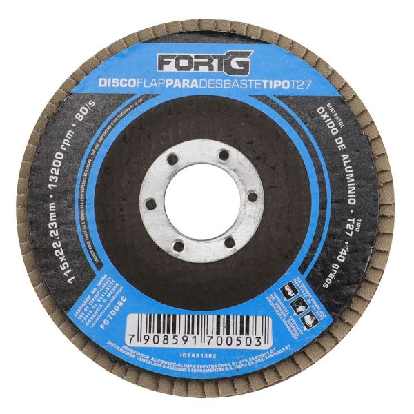 Disco Flap Abrasivo para Desbaste de Alumínio 4.1/2′ 115×22,23mm Grão 40 FORTGPRO-FG7008C