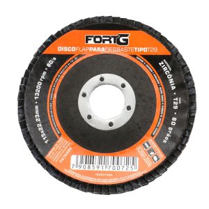 Disco Flap Abrasivo de Zircônia para Desbaste tipo T29 4.1/2′ 115×22,23mm Grão 80 FORTGPRO-FG7030C