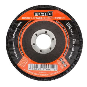 Disco Flap Abrasivo de Zircônia para Desbaste tipo T29 4.1/2′ 115×22,23mm Grão 60 FORTGPRO-FG7029C