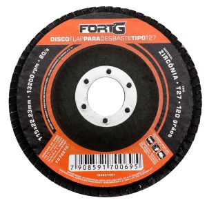 Disco Flap Abrasivo de Zircônia para Desbaste tipo T27 4.1/2′ 115×22,23mm Grão 120 FORTGPRO-FG7027C