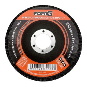 Disco Flap Abrasivo de Zircônia para Desbaste tipo T27 4.1/2′ 115×22,23mm Grão 100 FORTGPRO-FG7026C