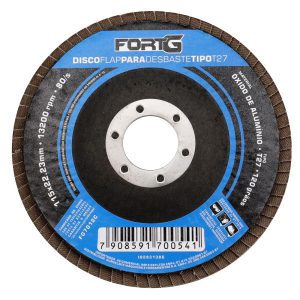 Disco Flap Abrasivo de Alumínio para Desbaste tipo T27 4.1/2′ 115×22,23mm Grão 120 FORTGPRO-FG7012C