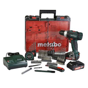 Parafusadeira Furadeira de Impacto Industrial 1/2 Pol 50Nm 2 Baterias 18V com Maleta e 120 Acessórios METABO-SB18LS1
