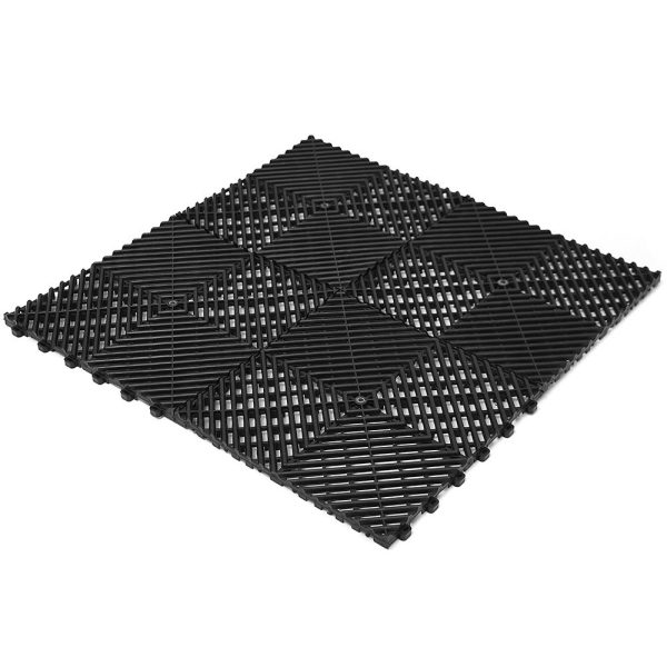 Piso Modular Automotivo Preto Estrado 30x30cm e Vestiário com 11 Peças VITÓRIA-RÉGIA-PRETOKIT11