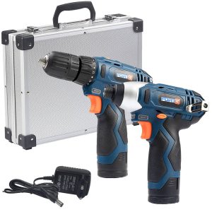Jogo Parafusadeira de Impacto 1/4 Pol. 12V e Parafusadeira Furadeira 3/8 Pol. 12V com Maleta FORTGPRO-FG3010