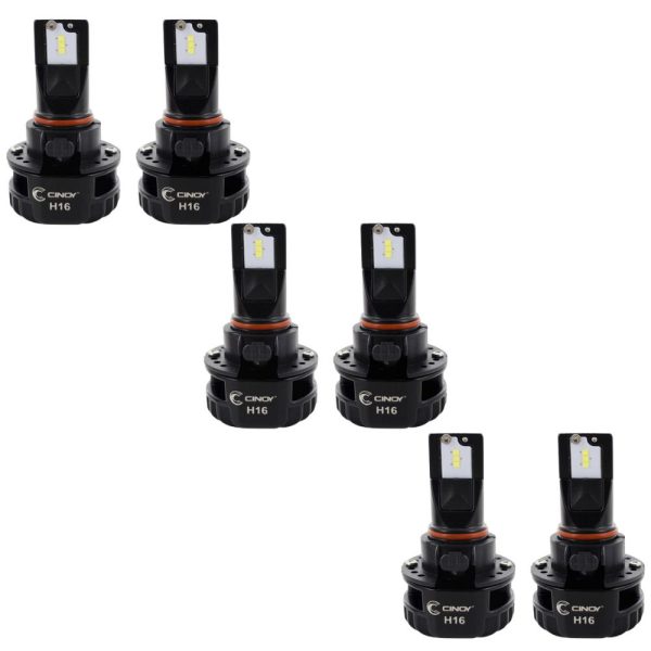 Combo com 3 Pares de Lâmpadas Automotiva Super LED Plus H16 32W 6.500K CINOY-K3996