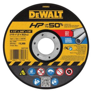 DIsco de Corte Fino Metal de Aço Inox 4-1/2 Pol. X 1,2mm X 7/8 Pol. DEWALT-DW8062