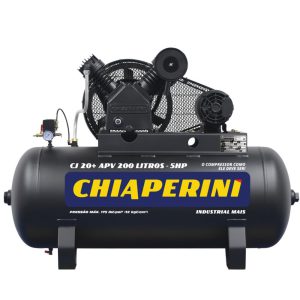 Compressor de Ar 20 Pés 200L Trifásico 5HP Alta Pressão 175 PSI – Profissional 220/380V CHIAPERINI-CJ20+APV200L