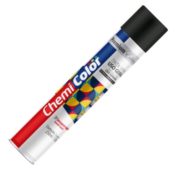 Tinta Spray Uso Geral Preto Brilhante 250 ml CHEMICOLOR-680588