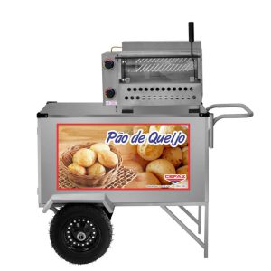 Carrinho de Pão de Queijo Inox L39P/T com Rodas e Toldo CEFAZ-L39P/T