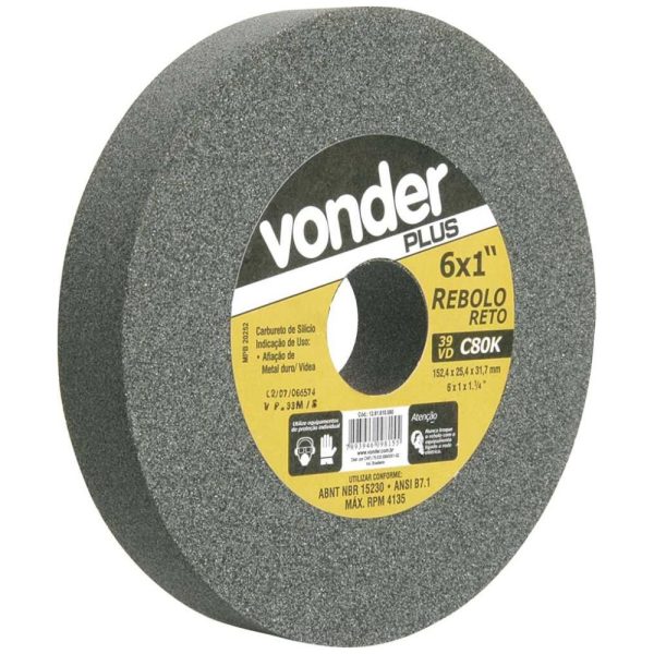 Rebolo Reto 6 x 1 Pol. 39 CVD Grão 100 Verde VONDER-1261610100