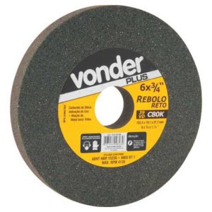 Rebolo Reto 6 Pol. x 3/4 Pol. 39CVD Grão 100 Verde VONDER-1261634100