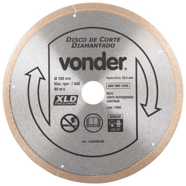 Disco de Corte Diamantado 200mm Contínuo para Porcelanato VONDER-1268800200