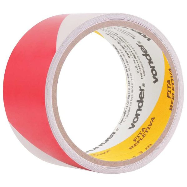 Fita adesiva refletiva 50 mm x 3 m vermelha e branca VONDER-1052500372