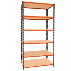 Estante Monta Carga 600x1950mm com 06 Prateleiras MDP Grafite/Laranja PRESTO-40302