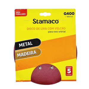 Disco de Lixa 180mm Grão 400 com Velcro 5 Unidades STAMACO-10715