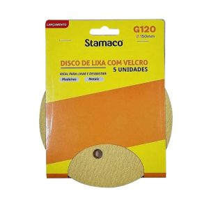 Lixa Com Velcro 150mm Grão 120 5 Unidades STAMACO-10562