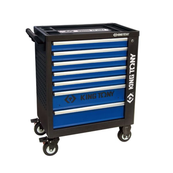 Carrinho Metálico Azul com 7 Gavetas e 2 Alojamentos Laterais KINGTONY-87G35-7BA-KB