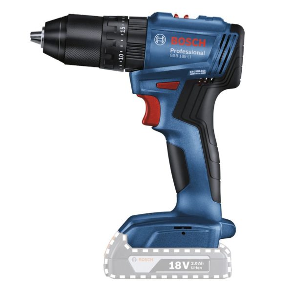 Parafusadeira e Furadeira de Impacto 1/2Pol. 18V Brushless sem Bateria GSB 185-LI BOSCH-06019K31E3-000